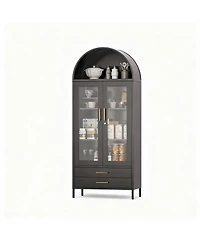 Yigii Stylish Metal Arched Bookshelf Cabinet for Home Office and Living Room
