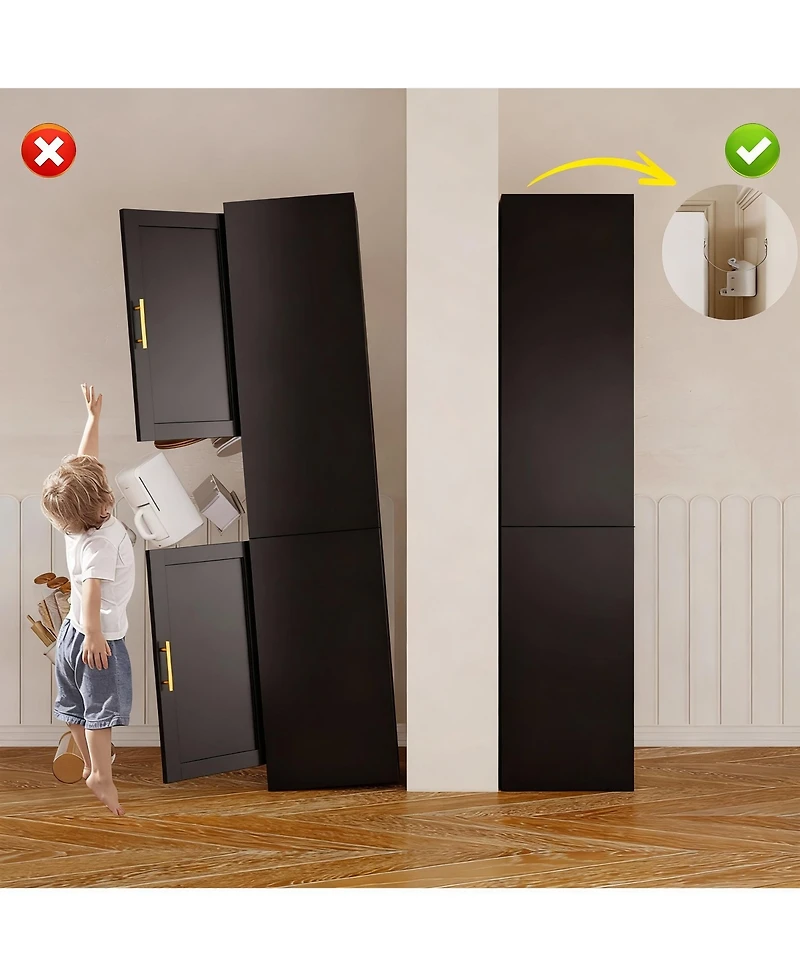 Yigii Tall Narrow Bathroom/Kitchen Storage Cabinet with 2 Doors & 4 Shelves