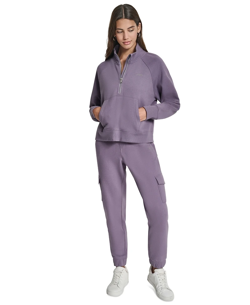 Dkny Sport Women's Studded-Logo Half-Zip Sweatshirt