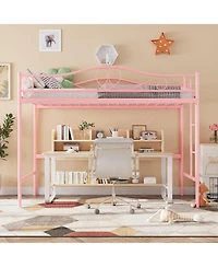 gaomon Twin Loft Bed with Adjustable Ladder & Safety Rail, Heavy-Duty Metal Frame, 400 lb Capacity, Space-Saving, Noise-Free