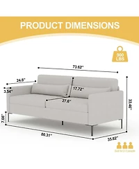 gaomon 80in Comfy Couch, 3 Seater Sofa with Metal Legs, Deep Seat Sofa with Linen Fabric Modern Sofa Couch for Living Room, Apparment, Office