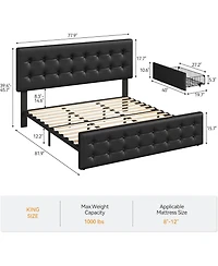 gaomon Bed Frame with 4 Storage Drawers and Headboard