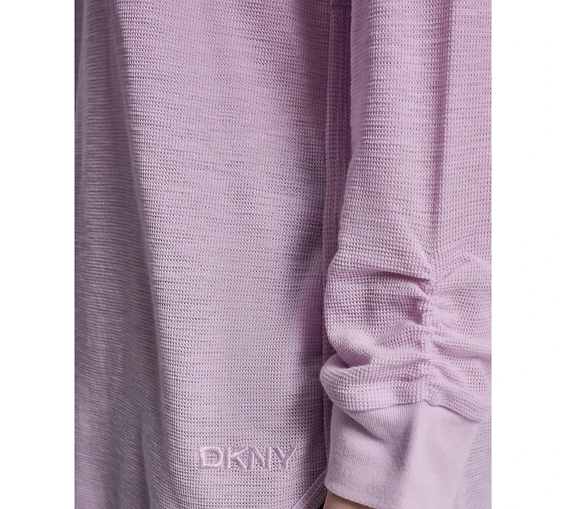 Dkny Women's Mini Slub Waffle Three Quarter Sleeve T-Shirt