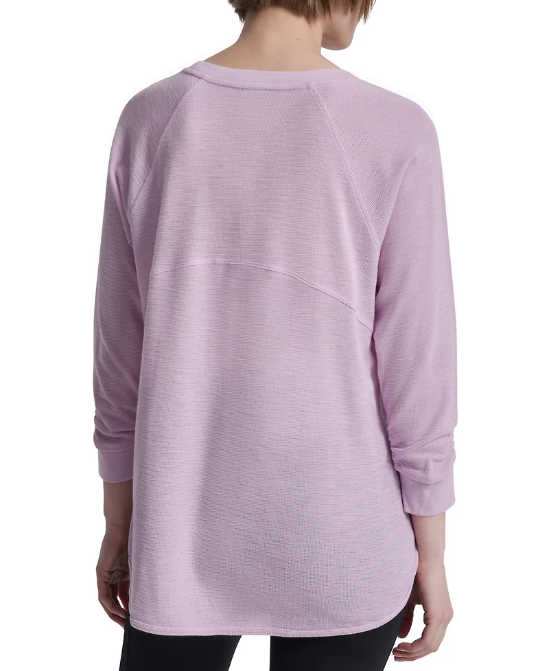 Dkny Women's Mini Slub Waffle Three Quarter Sleeve T-Shirt