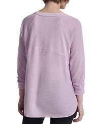 Dkny Women's Mini Slub Waffle Three Quarter Sleeve T-Shirt