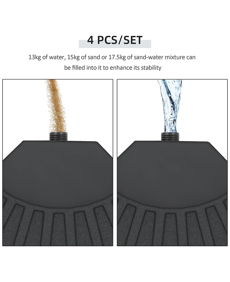 Outsunny Patio Umbrella Base, 4 Pieces Outdoor Umbrella Weights,