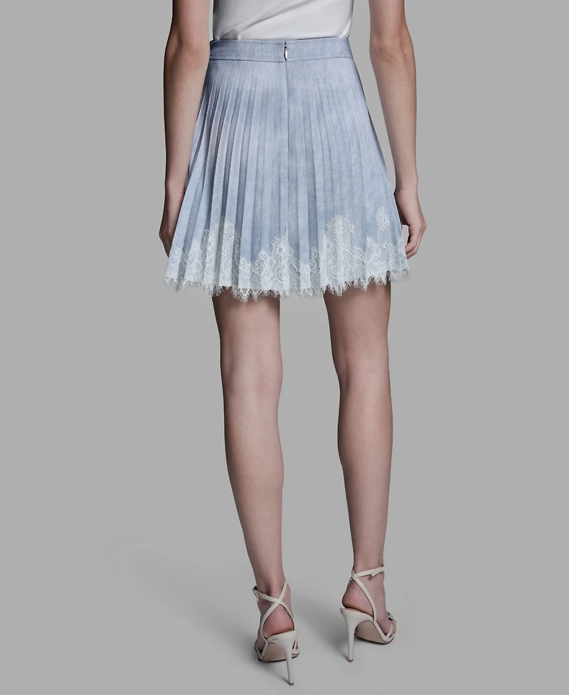 Bcbg Women's Lace Trim Pleated Mini Skirt