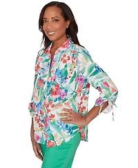 Alfred Dunner Petite Tropical Print Woven Top