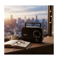Jensen MR550BK Black Portable Am Fm Radio W/ Auxillary Input
