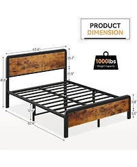 Gaomon Wood Platform Bed Frame with Headboard and Footboard, Safety Rounded Corners and Metal Slat Support