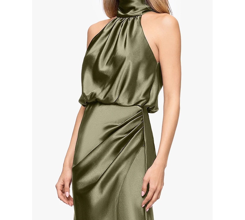 Betsy & Adam Women's Sleeveless Mock Neck Ball Gown