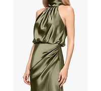 Betsy & Adam Women's Sleeveless Mock Neck Ball Gown