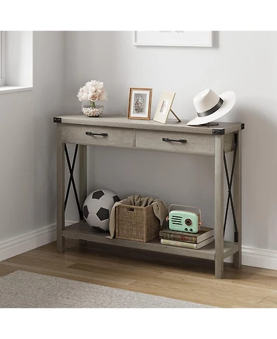 gaomon Console Table with 2 Drawers, Farmhouse Sofa Storage Shelf, Accent Wood Entryway for Living Room, Hallway