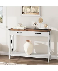 gaomon Console Table with 2 Drawers, Farmhouse Sofa Table with Storage Shelf, Accent Wood Entryway Table for Living Room, Hallway