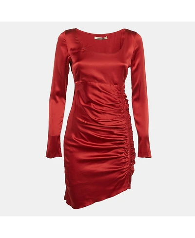 Pre-Owned Roberto Cavalli Women's Satin Silk Ruched Mini Dress