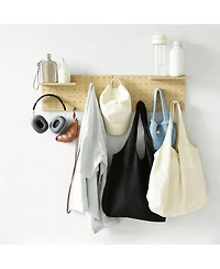 Yigii Wooden Pegboard Set for Creative Storage with Walnut Finish