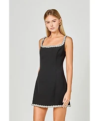 endless rose Women's Rhinestone Tape Mini Dress