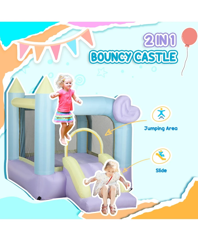 Qaba Bounce House, Inflatable Bouncer with Air Blower, 98" x 65" x 79"