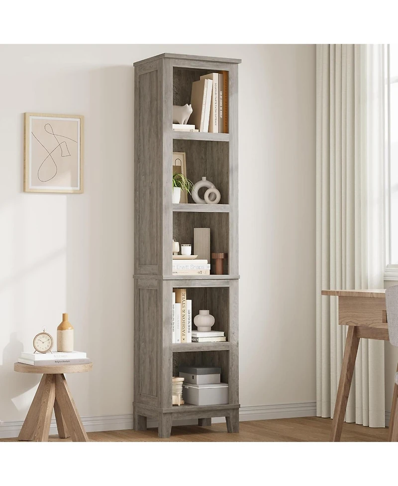 gaomon 5 Tier Rustic Wooden Narrow Bookcase for Home Office