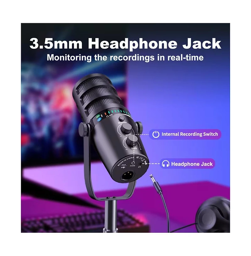 ZealSound Xlr/Usb Mic Kit: Noise Cancel/Echo/Mute/Volume with Boom Stand for Gaming/Podcast/Streaming/Recording on Pc/Mac/PS4/PS5/Phone/Mixers