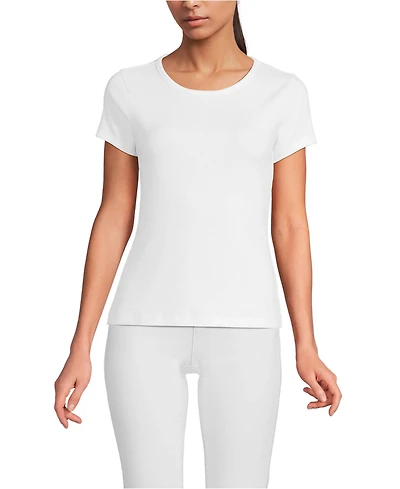 Lands' End Women's Short Sleeve Crew Neck Micro Rib Mini Tee