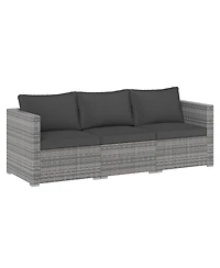 Gymax Set of 3 Patio Sectional Sofa Pe Rattan Modular Couch Furniture w/Cushions