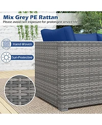 Gymax Set of 3 Patio Sectional Sofa Pe Rattan Modular Couch Furniture w/Cushions