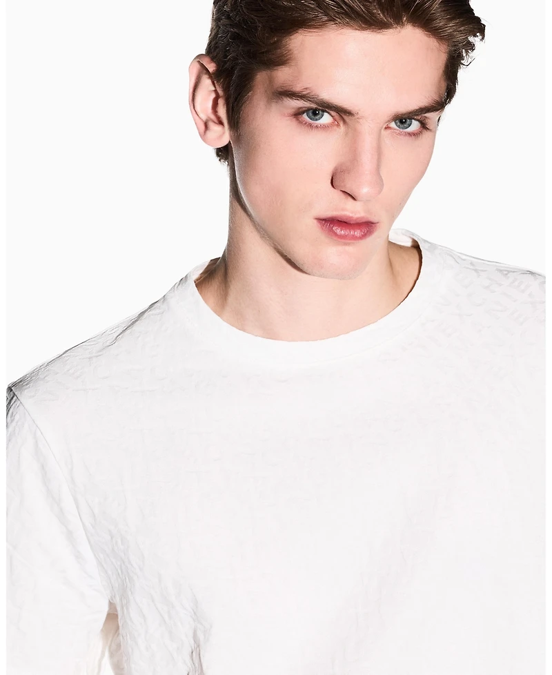 A|X Armani Exchange Men's Short Sleeve Mercerized Cotton All Over Logo T-Shirt