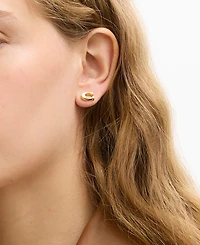 Coach Black Signature C Enamel Stud Earrings
