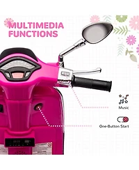 Qaba Vespa Licensed Electric Motorcycle for Kids W/ Music, Fm Radio,