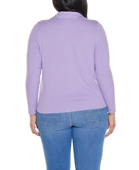 Belldini Plus Grommet-Trim Split-v Knit Top