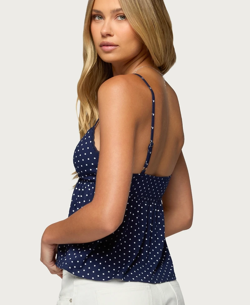 Edikted Women's Belen Polka Dot Lacey Babydoll Top