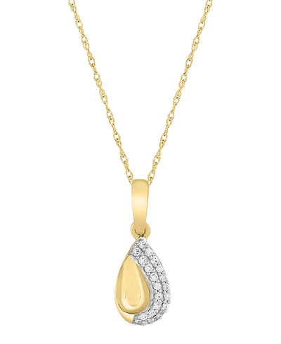 Macy's Diamond Pendant Necklace (1/20 ct. t.w.) in 10k Yellow Gold Over White Rhodium