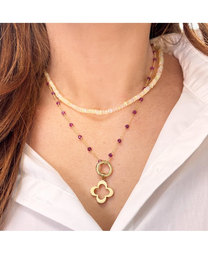 The Lovery Ruby Bead Chain Necklace 14K Gold