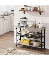 gaomon 3-Tier Console Table, Retro Storage Cabinet, Sideboard Buffet Cabinets with Space, Suitable for Home Living Room, Dining Room