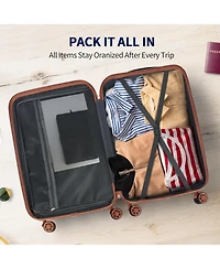 Sugift 3 Piece Hardshell Luggage Set with Spinner Wheels Tsa Lock and Aluminum Telescopic Handle