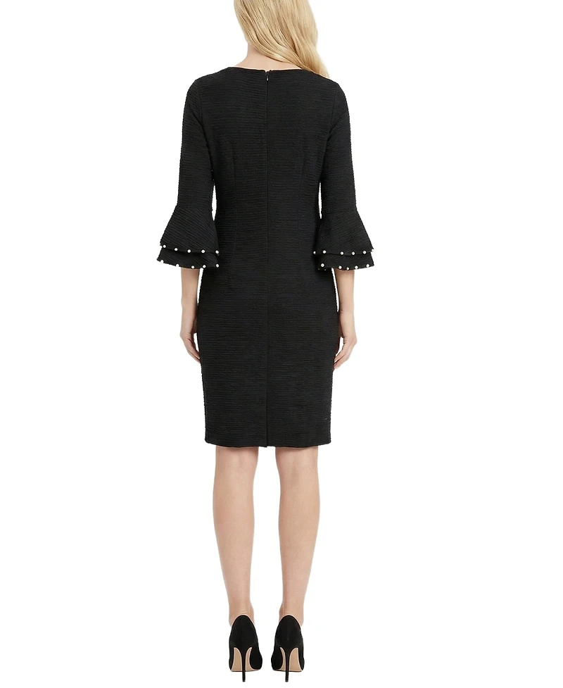 Ny Collection Petite Long Sleeve Dress With Bell Cuffs