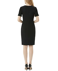 Ny Collection Petite Pleated Short-Sleeve Dress