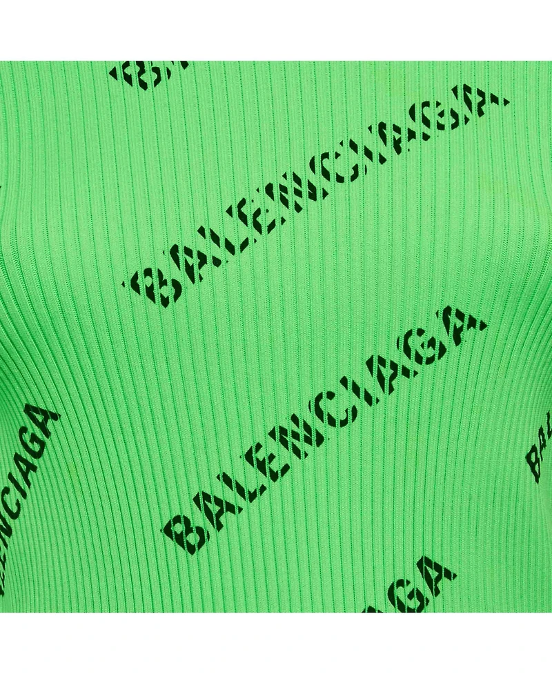 Pre-Owned Balenciaga Women's Techno Logo Print Rib Knit