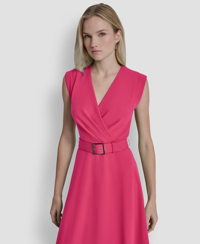 Dkny Women's V-Neck Belted Dress