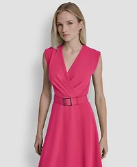 Dkny Women's V-Neck Belted Dress