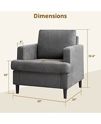 gaomon Mid-Century Accent Chair, Modern Linen Fabric Armchair Comfy Upholstered Reading Accent Chairs