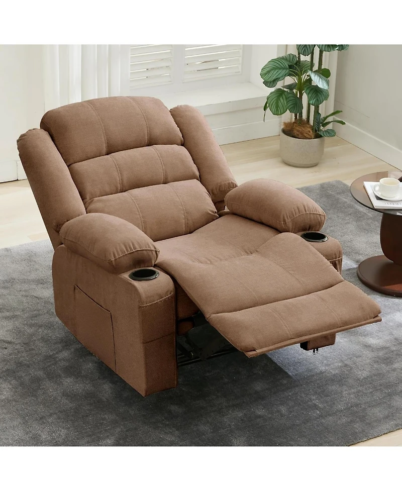 gaomon Recliner Chair, Comfy Overstuffed Chair with 3 Reclining Positions, 2 Side Pockets, 2 Front Pockets, Cup Holder