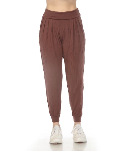 White Mark Women's High-Waist Pleated Lounge Pants