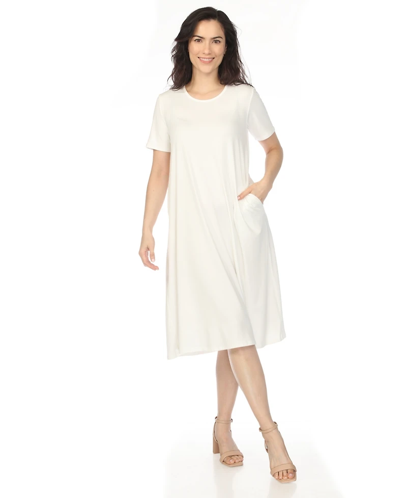 White Mark Women's Crew Neck T-Shirt Dress