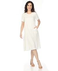 White Mark Women's Crew Neck T-Shirt Dress