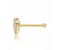 Curata Jewelry Solid 14k Yellow Gold 20G 5mm Cubic Zirconia Heart Nose Stud Ring