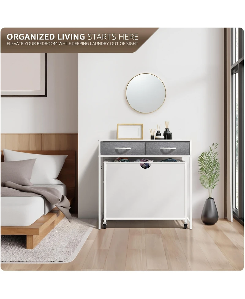 Sorbus Dresser with 3 Section Laundry Hamper and 2 Drawers for Laundry Room Organization