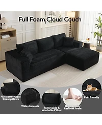 Gaomon 108'' Boneless Sectional Cloud Couches for Living Room L-Shape Corduroy Cloud Sectional Couch with Chaise Modern Modular Sectional Sofa