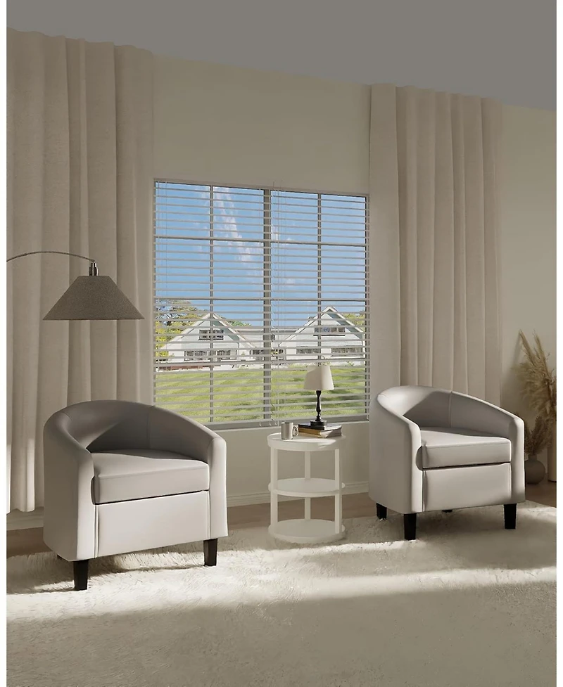 Gaomon Accent Chairs Faux Leather Chairs Barrel Club Chairs Comfy Living Room Chairs with Sturdy Legs for Bedroom Reading Room Waiting Room